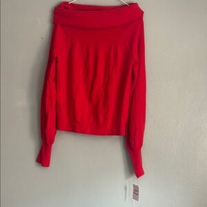 Treasure & Bond Red Off-the-Shoulder Knit Sweater